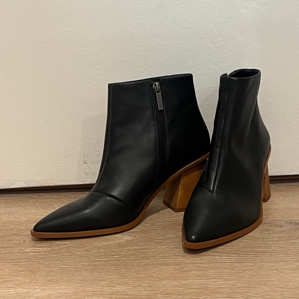1. STATE Leather Pointed Toe Boots - Black - 8 1/2
